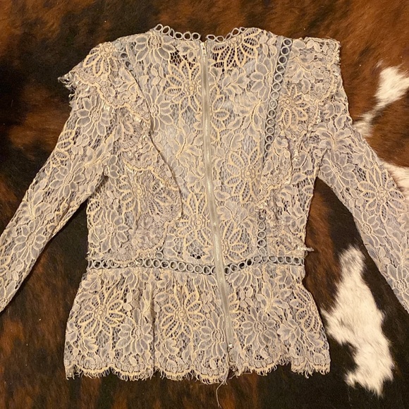 Silver gray-blue lace blouse - Picture 3 of 3